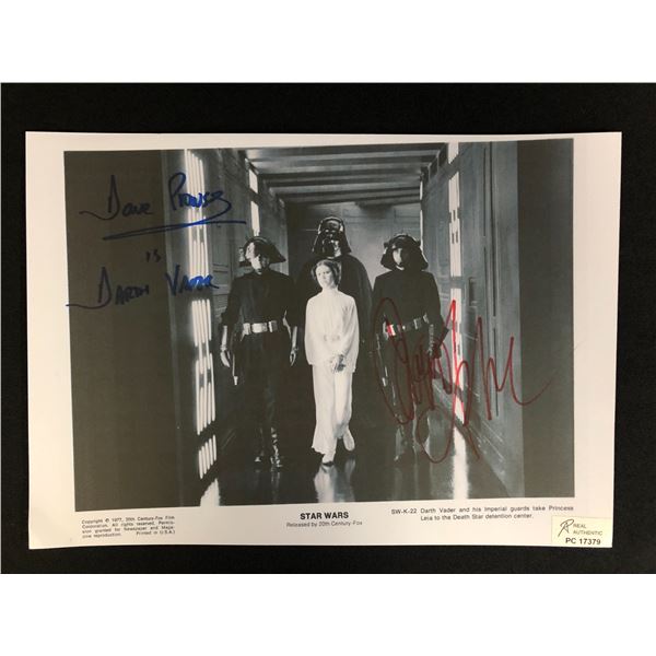 DAVID PROWSE AND CARRIE FISHER SIGNED STAR WARS 8 X 10 (RA COA)