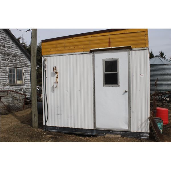 10' x 26' Skid Trailer c/w Meat Cooler, Meat Hooks, Work Counter and Stainless Sink
