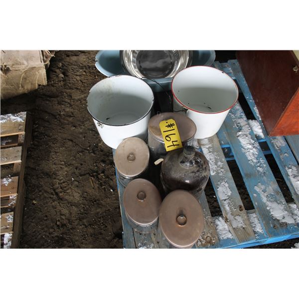 Vintage Canister Set, Pails, Wash Tubs and Jug