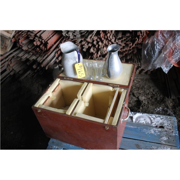 Vintage Pitchers, ALCB Bar Glasses and Wooden Box