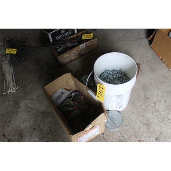 Bucket of Screws, Nails and Misc.