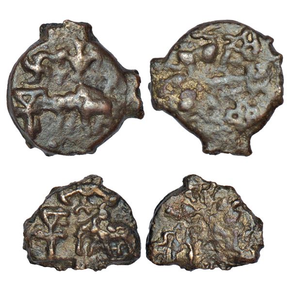 Ancient Vatsa region - uninscribed cast coinage of Kaushambi area, two coins of symbolic types