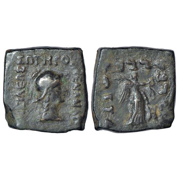 Indo-Greeks, copper unit of Menander I (c.155-130 BC), BN series 31, 9.71g.