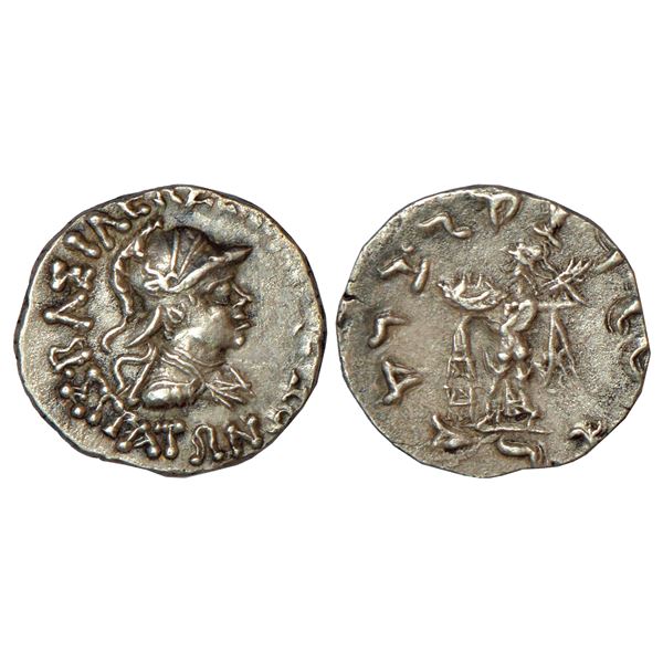 Indo-Greeks, silver drachm of Strato I Soter (c.105-85/0 BC), BN series 2A, 2.30g.