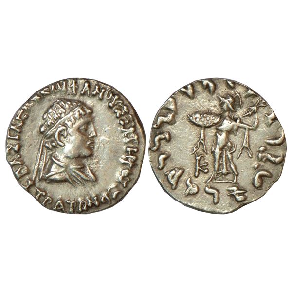 Indo-Greeks, silver drachm of Strato I Soter (c.105-85/0 BC), BN series 27B, 2.39g.