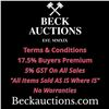 Image 1 : Beck Auctions Inc. Terms & Conditions