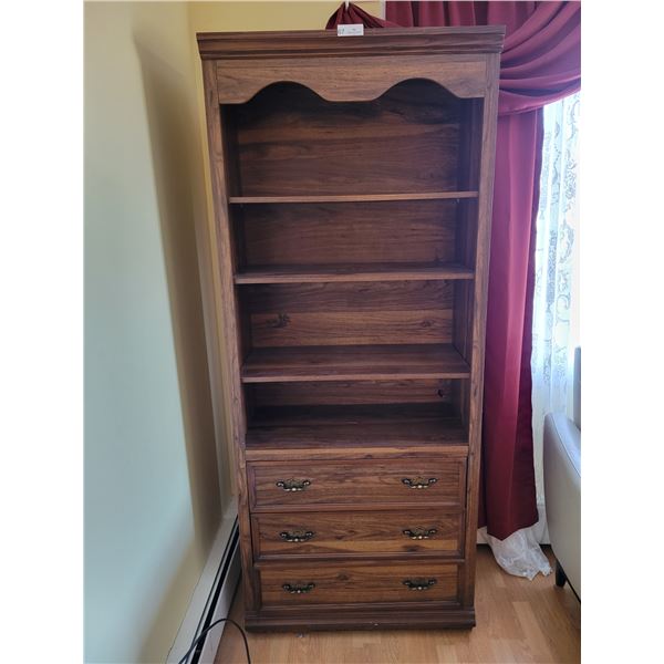 Wood Shelf with 3 Drawers 32 w x 15 d x 76 h