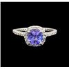 Image 2 : 14KT White Gold 1.11 ctw Tanzanite and Diamond Ring