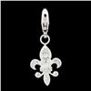 Image 2 : 14k White Gold .20 ctw Diamond Fleur de Lis Dangle Lobster Clasp Charm Pendant