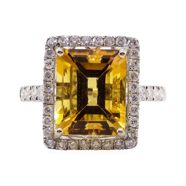 6.25 ctw Citrine and Diamond Ring - 14KT White Gold