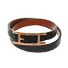 Image 1 : Hermes Black Leather Behapi Bracelet