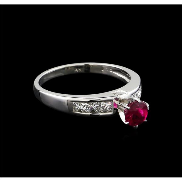 0.75 ctw Pink Tourmaline and Diamond Ring - 14KT White Gold