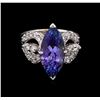 Image 2 : 6.70 ctw Tanzanite and Diamond Ring - 14KT White Gold