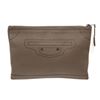 Image 1 : Balenciaga Beige Leather Blackout Zip Pouch