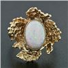 Image 2 : Vintage 14k Gold Oval Opal Solitaire & Nugget Textured Free Form Cocktail Ring