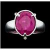 Image 2 : 5.85 ctw Ruby And Diamond Ring - 14KT Yellow Gold with Rhodium Plating