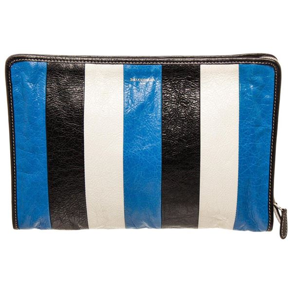 Balenciaga Blue Leather Bazar Pouch