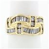 Image 1 : 14K Yellow Gold 2.1 ctw Channel Set Round & Baguette Diamond Wide Band Ring