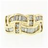 Image 4 : 14K Yellow Gold 2.1 ctw Channel Set Round & Baguette Diamond Wide Band Ring