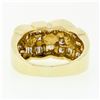 Image 7 : 14K Yellow Gold 2.1 ctw Channel Set Round & Baguette Diamond Wide Band Ring