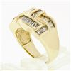 Image 9 : 14K Yellow Gold 2.1 ctw Channel Set Round & Baguette Diamond Wide Band Ring