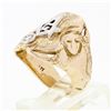 Image 9 : Mens Antique Art Nouveau 14k Two Tone Gold Masonic Round Diamond Dual Nymph Ring