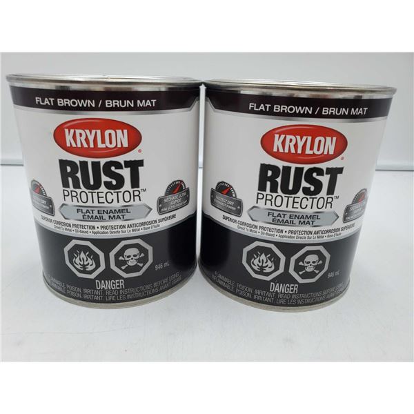 Krylon Flat Brown Rust Protector Flat Enamel 2X946ml