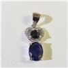 Image 3 : Silver Rhodium Plated Sapphire(7.6ct) Earrings, Pendant & Ring Set (~Size 0) (~length 0 inches) (~we