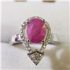 Image 1 : Silver Rhodium Plated Ruby(1.6ct) Ring (~Size 5.5)(Ring is resizable for $40) (~length 0 inches), Su