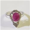 Image 2 : Silver Rhodium Plated Ruby(1.6ct) Ring (~Size 5.5)(Ring is resizable for $40) (~length 0 inches), Su
