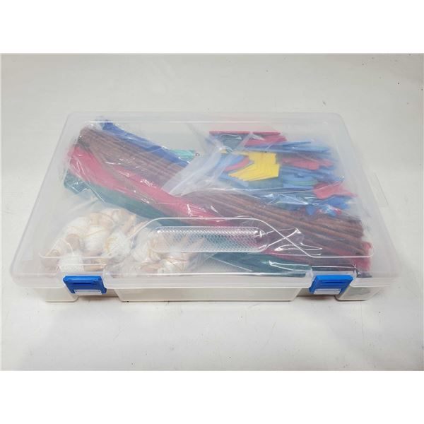 Misc Craft Kit, Foam Shapes, String, Pipe Cleaners, Laser Pointer, in storage tote