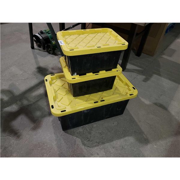 Lot of 3 Plastic Totes