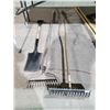 Image 1 : Lot of Garden Tools 2 rakes and shovel