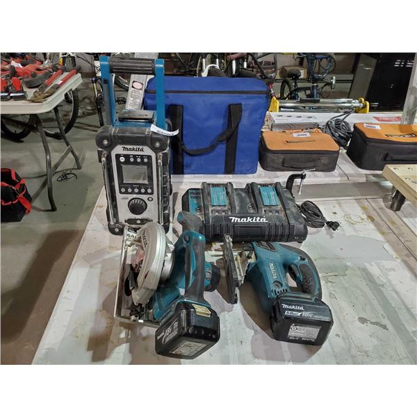 Makita cordless 18V Assorted Saws and Portable Radio with charger