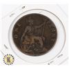 Image 1 : #124 BRITISH ONE PENNY COIN 1896