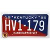 Image 1 : #920  U.S.A. LICENCE PLATE  KENTUCKY