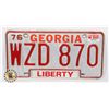 Image 1 : #932 U.S.A. LICENCE PLATE GEORGIA LIBERTY