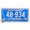 Image 1 : #933  U.S.A. LICENCE PLATE MONTANA BIG SKY