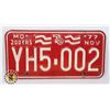 Image 1 : #934  U.S.A. LICENCE PLATE MONTANA 1977