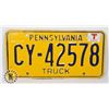 Image 1 : #937   U.S.A. LICENCE PLATE PENNSYLVANIA