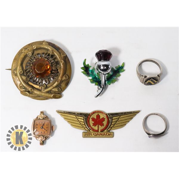 LOT OF 6 ANTIQUE JEWELRY