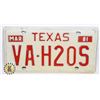 Image 1 : U.S.A. LICENCE PLATE 1981 TEXAS VA-H20S