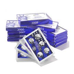 Complete Set US Proof Sets 1999-2008 Clad -10 sets