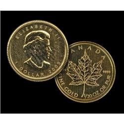 2009 Canadian Maple Leaf $1 Gold Bullion 1/20 oz.