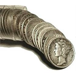 Circulated Mercury Dime Roll  50 Coins