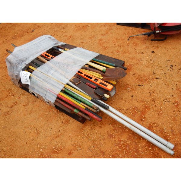 ASSORTED POST HOLE DIGGERS, BUSH AXES, SHOVELS (B-9)