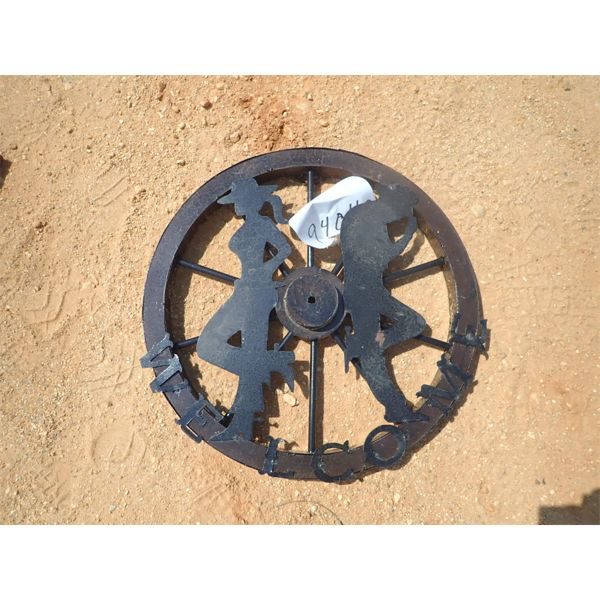 WAGON WHEEL WELCOME METAL SIGN (C-6)