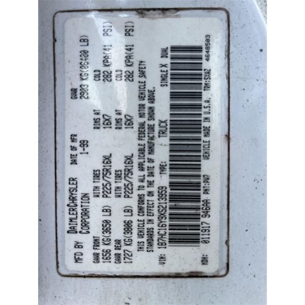 1999 DODGE RAM 1500 Pickup Truck