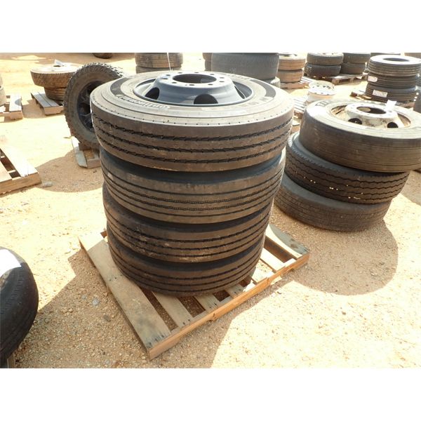 (4) 10R22.5 TIRES W/RIMS (A-2)