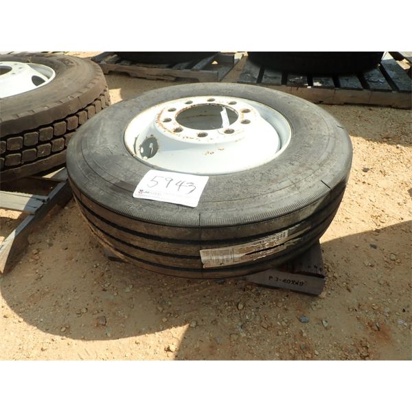 (1) AMERICAN 295-75R22.5 TRUCK TIRE & RIM